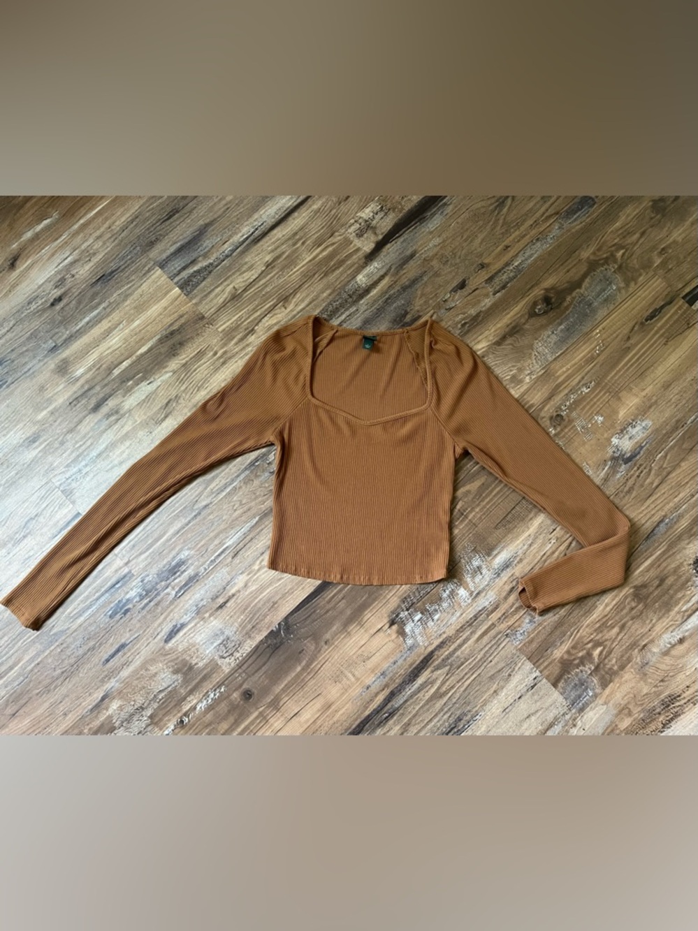 Wild Fable ribbed long sleeve square neck top, Size S